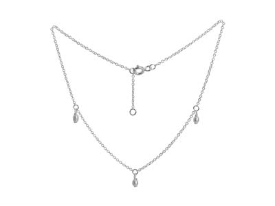 Sterling Silver Anklet With Pearl  Accent Drop - Standard Image - 1