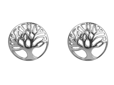 Sterling Silver Earrings Tree Of   Life Stud - Standard Image - 1