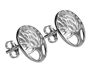 Sterling Silver Earrings Tree Of   Life Stud - Standard Image - 2