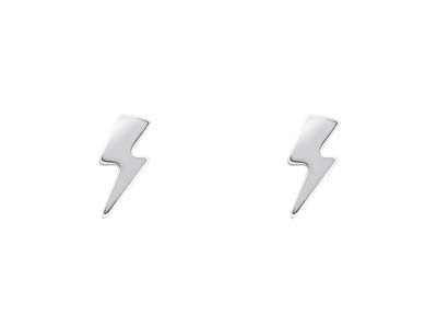 Sterling Silver Lightning Bolt Stud Earrings - Standard Image - 1
